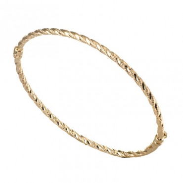 Ασημένια επίχρυση στριφτή χειροπέδα με λουστρέ φινίρισμα