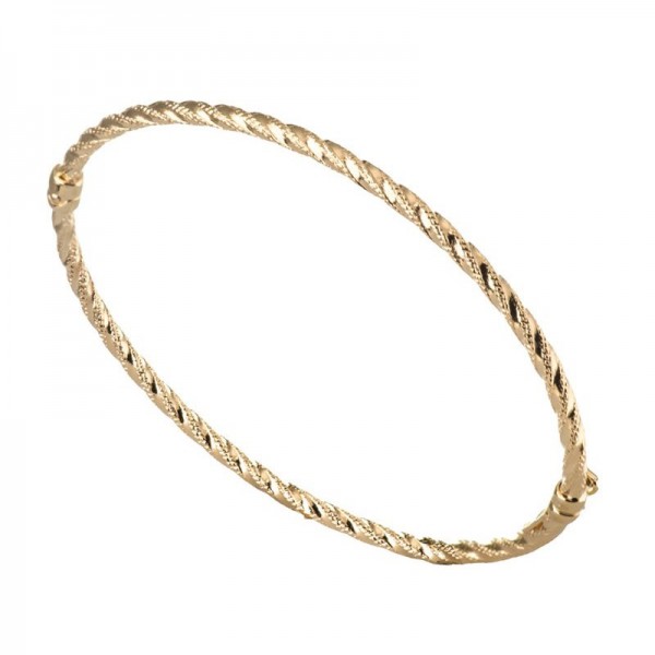 Ασημένια επίχρυση στριφτή χειροπέδα με λουστρέ φινίρισμα