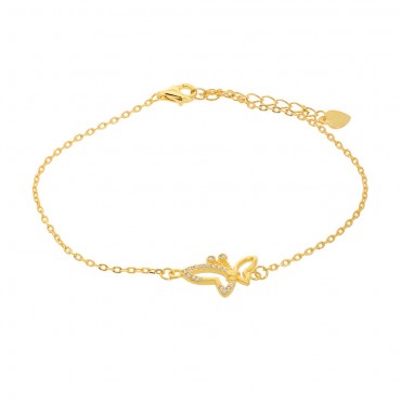 Ασημένιο και επίχρυσο βραχιόλι με πεταλούδα 