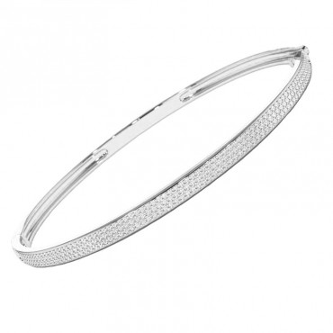 Ασημένιο σταθερό βραχιόλι με λευκές πέτρες ζιργκόν