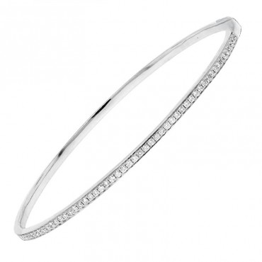 Ασημένιο σταθερό βραχιόλι με πέτρες ζιργκόν