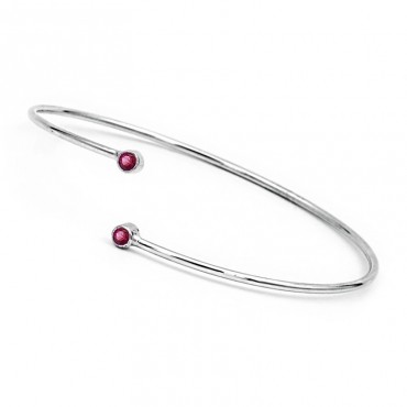 Ασημένιο σταθερό βραχιόλι με κόκκινες πέτρες στις άκρες