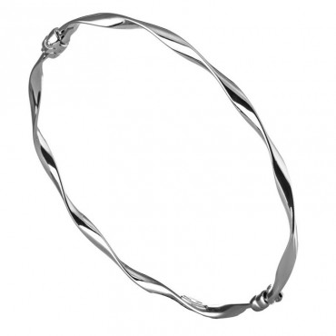 Ασημένια χειροπέδα με στριφτό σχήμα και λουστρέ φινίρισμα 