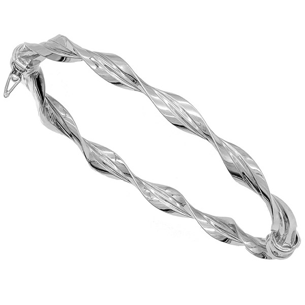 Ασημένια στριφτή χειροπέδα με λουστρέ φινίρισμα 