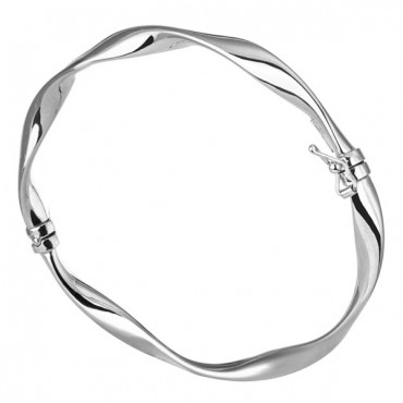 Ασημένια στριφτή χειροπέδα με λουστρέ φινίρισμα