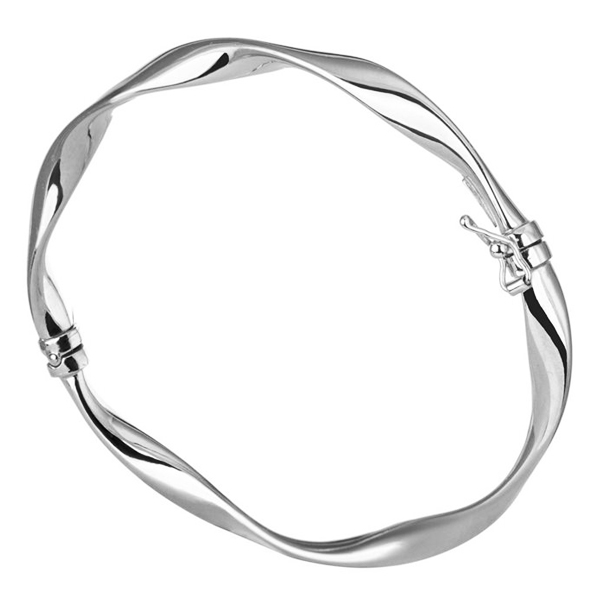 Ασημένια στριφτή χειροπέδα με λουστρέ φινίρισμα