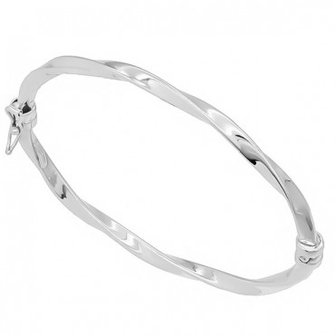 Ασημένια στριφτή χειροπέδα με λουστρέ φινίρισμα