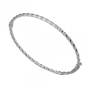 Ασημένια στριφτή χειροπέδα με λουστρέ φινίρισμα 