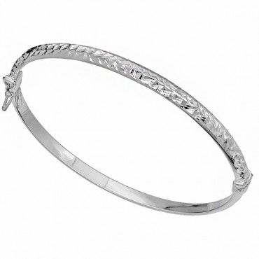 Ασημένια χειροπέδα με διαμανταρισμένο σκάλισμα 