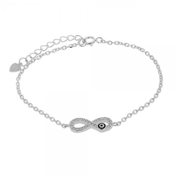 Ασημένιο βραχιόλι με το άπειρο και μικρό ματάκι