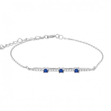 Ασημένιο βραχιόλι με λευκές και μπλε πέτρες