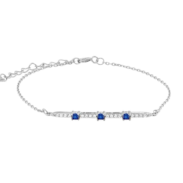 Ασημένιο βραχιόλι με λευκές και μπλε πέτρες