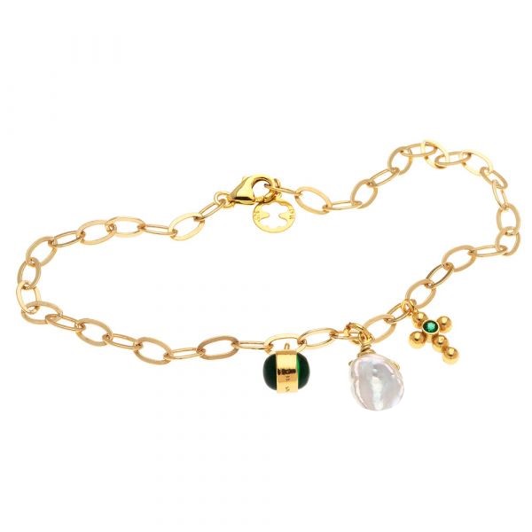 Ασημένιο βραχιόλι-αλυσίδα με κρεμαστά στοιχεία