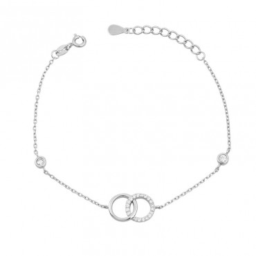 Ασημένιο βραχιόλι με δύο κύκλους ενωμένους