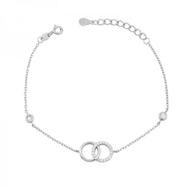 Ασημένιο βραχιόλι με δύο κύκλους ενωμένους