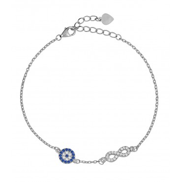 Ασημένιο βραχιόλι με μάτι και άπειρο.