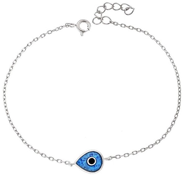Ασημένια αλυσίδα για το χέρι με opal μάτι σε σχήμα σταγόνας 