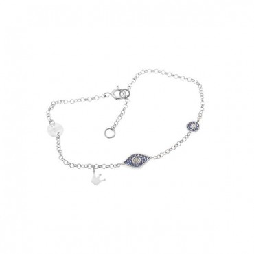 Ασημένιο βραχιόλι με μάτι και κορώνα