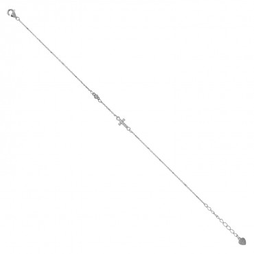 Ασημένιο βραχιόλι με μικρό σταυρό και πέτρα ζιργκόν