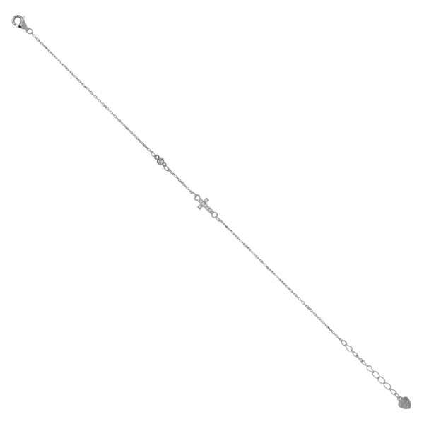 Ασημένιο βραχιόλι με μικρό σταυρό και πέτρα ζιργκόν