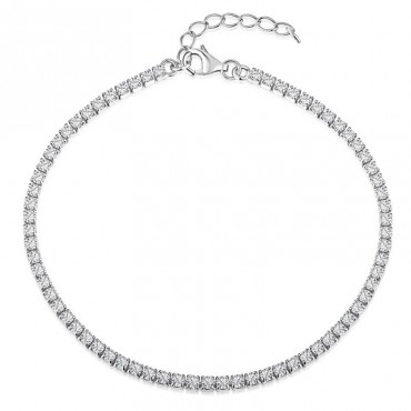 Ασημένιο βραχιόλι ριβιέρα με λευκές πέτρες ζιργκόν