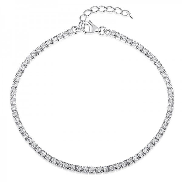 Ασημένιο βραχιόλι ριβιέρα με λευκές πέτρες ζιργκόν