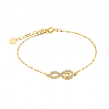 Ασημένιο βραχιόλι με το άπειρο και μικρή καρδιά 