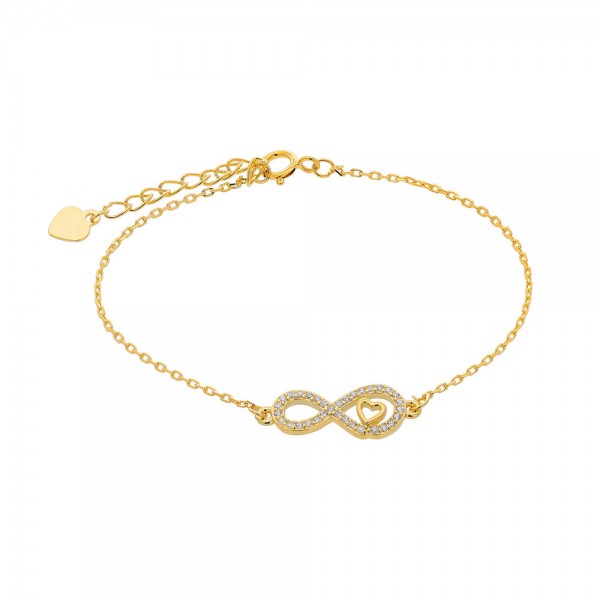 Ασημένιο βραχιόλι με το άπειρο και μικρή καρδιά 