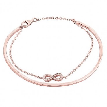 Ασημένιο και επιχρυσωμένο με ροζ χρυσό διπλό βραχιόλι με το άπειρο 