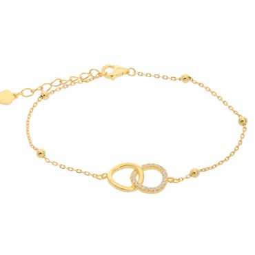 Ασημένιο και επιχρυσωμένο βραχιόλι με δύο ενωμένους κύκλους