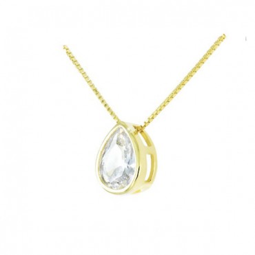 Ασημένιο επίχρυσο κολιέ με πέτρα ζιργκόν με σχήμα σταγόνας