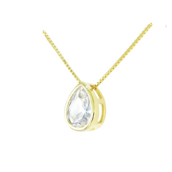 Ασημένιο επίχρυσο κολιέ με πέτρα ζιργκόν με σχήμα σταγόνας