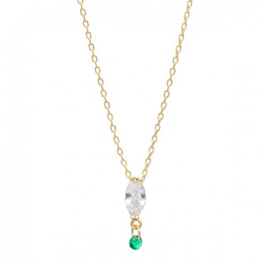 Διακριτικό κολιέ με πέτρα σε σχήμα δάκρυ και μικρή κρεμαστή πέτρα σε πράσινο χρώμα Διακριτικό κολιέ με πέτρα σε σχήμα δάκρυ και μικρή κρεμαστή πέτρα σε πράσινο χρώμα