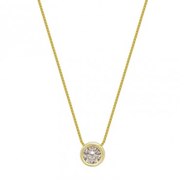 Ασημένιο επίχρυσο κολιέ με πέτρα ζιργκόν