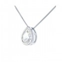 Ασημένιο κολιέ με λευκή πέτρα ζιργκόν σε σχήμα σταγόνας