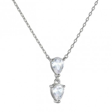 Ασημένιο κολιέ με διπλό δάκρυ ζιργκόν