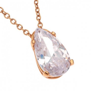 Ασημένιο και επιχρυσωμένο με ροζ χρυσό κολιέ με πέτρα σε σχήμα σταγόνας Ασημένιο και επιχρυσωμένο με ροζ χρυσό κολιέ με πέτρα σε σχήμα σταγόνας