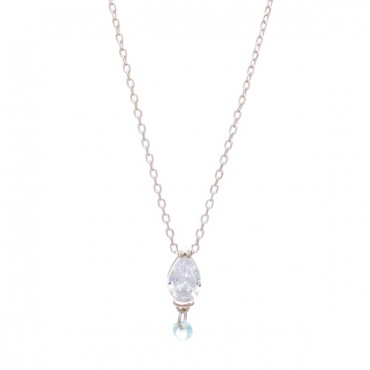 Διακριτικό κολιέ με πέτρα σε σχήμα δάκρυ και μικρή κρεμαστή πέτρα aqua marine Διακριτικό κολιέ με πέτρα σε σχήμα δάκρυ και μικρή κρεμαστή πέτρα aqua marine