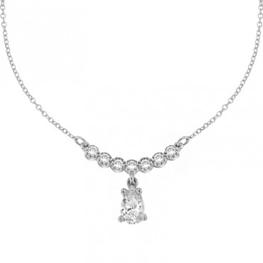 Ασημένιο κολιέ με πέτρες ζιργκόν σε λευκό χρώμα 