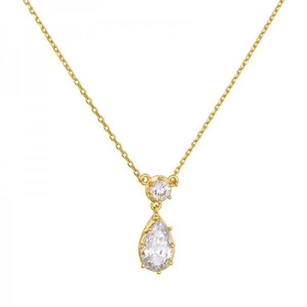 Ασημένιο επίχρυσο κολιέ με πέτρες ζιργκόν