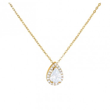 Ασημένιο και επιχρυσωμένο κολιέ με ροζέτα σε σχήμα σταγόνας 