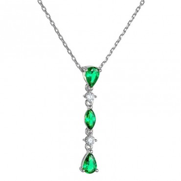 Ασημένιο κολιέ με σειρά από πέτρες ζιργκόν σε λευκό και πράσινο χρώμα Ασημένιο κολιέ με σειρά από πέτρες ζιργκόν σε λευκό και πράσινο χρώμα