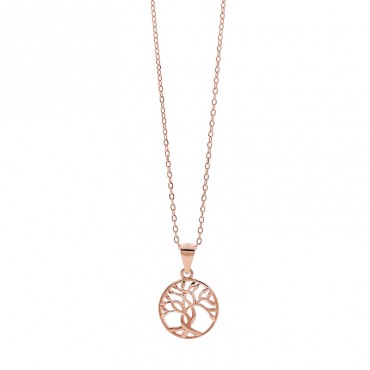 Ασημένιο με επιχρύσωση ροζ χρυσού κολιέ με το δέντρο της ζωής Ασημένιο με επιχρύσωση ροζ χρυσού κολιέ με το δέντρο της ζωής