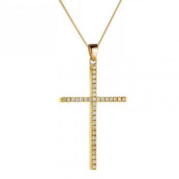 Αλυσίδα με μεγάλο σταυρό από ασήμι επιχρυσωμένο 