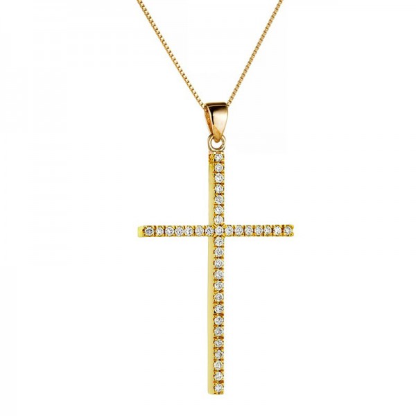 Αλυσίδα με μεγάλο σταυρό από ασήμι επιχρυσωμένο 