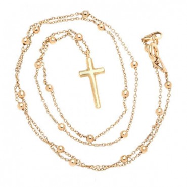 Ασημένιο επίχρυσο κολιέ με μικρό σταυρό