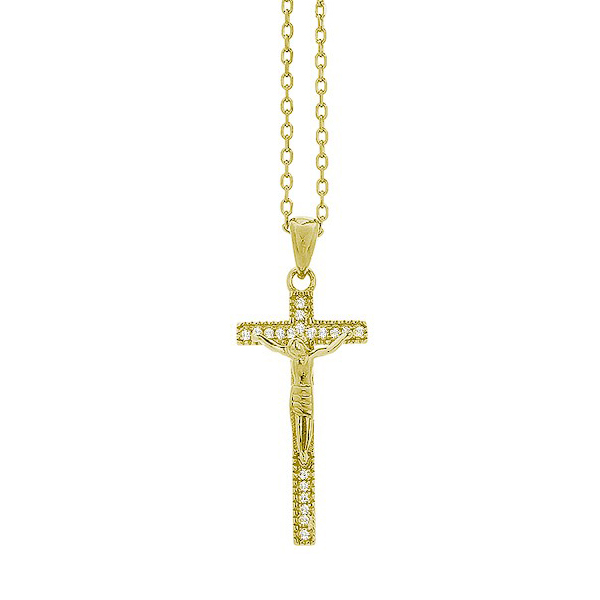 Αλυσίδα με κρεμαστό σταυρό με τον Εσταυρωμένο , από ασήμι επιχρυσωμένο