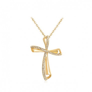 Ασημένιο επίχρυσο κολιέ με σταυρό 