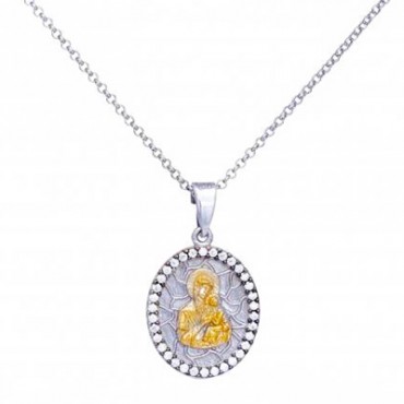 Ασημένιο κολιέ με την Παναγία
