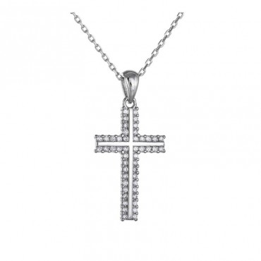 Ασημένιο κολιέ με σταυρό 